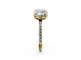 Yellow gold Cushion and Radiant Toi Moi Ring with Prong Setting and Pave Band 2