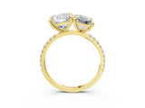 Yellow gold Cushion and Radiant Toi Moi Ring with Prong Setting and Pave Band 3