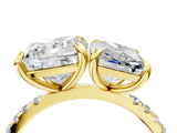 Yellow gold Cushion and Radiant Toi Moi Ring with Prong Setting and Pave Band 4