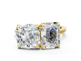Yellow gold Cushion and Radiant Toi Moi Ring with Prong Setting and Plain Band_17
