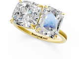 Yellow gold Cushion and Radiant Toi Moi Ring with Prong Setting and Plain Band_18