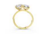 Yellow gold Cushion and Radiant Toi Moi Ring with Prong Setting and Plain Band_20