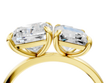 Yellow gold Cushion and Radiant Toi Moi Ring with Prong Setting and Plain Band_21