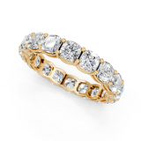 Yellow gold Cushion cut diamond Eternity Band with Shared Prong Setting
