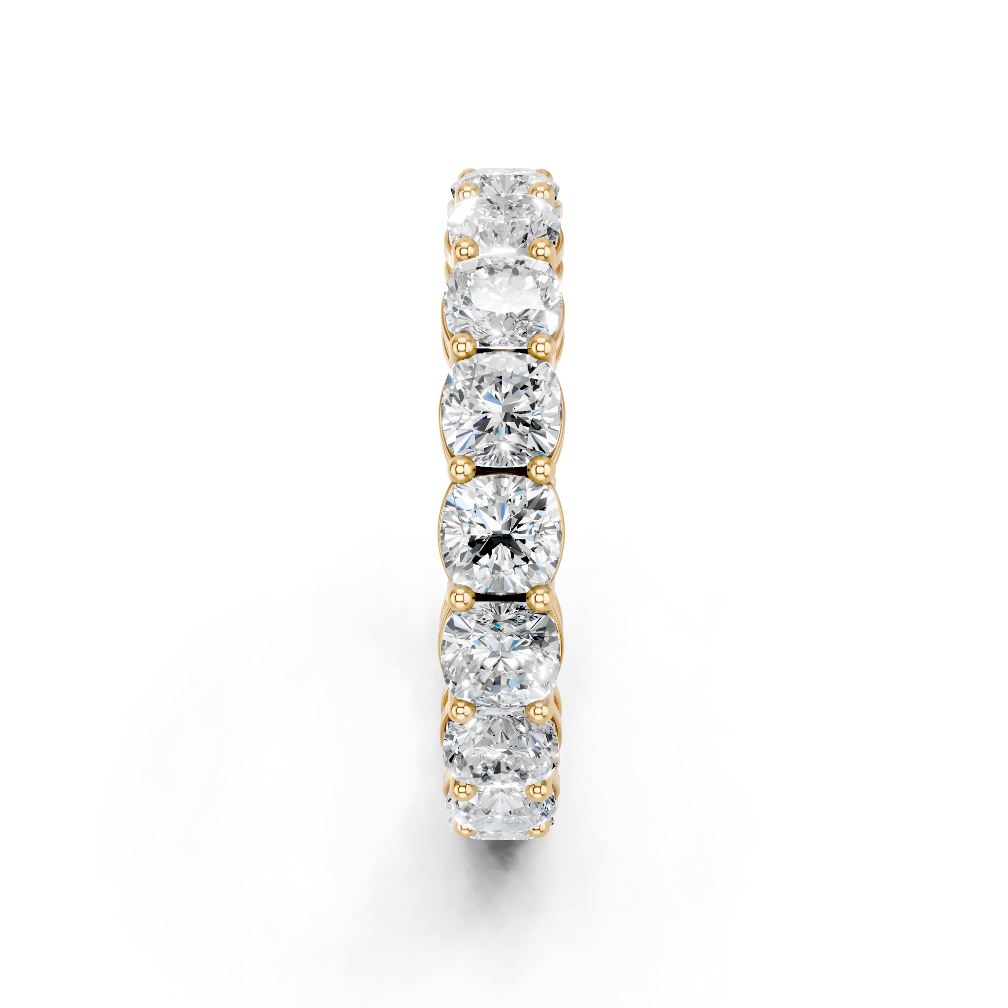 Yellow gold Cushion cut diamond Eternity Band with Shared Prong Setting_1