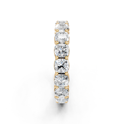 Yellow gold Cushion cut diamond Eternity Band with Shared Prong Setting_1