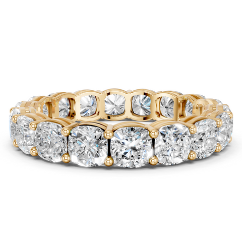 Yellow gold Cushion cut diamond Eternity Band with Shared Prong Setting_8