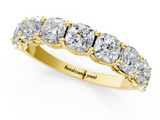 Yellow gold Cushion cut diamond Half Eternity Band with Shared Prong Setting_35