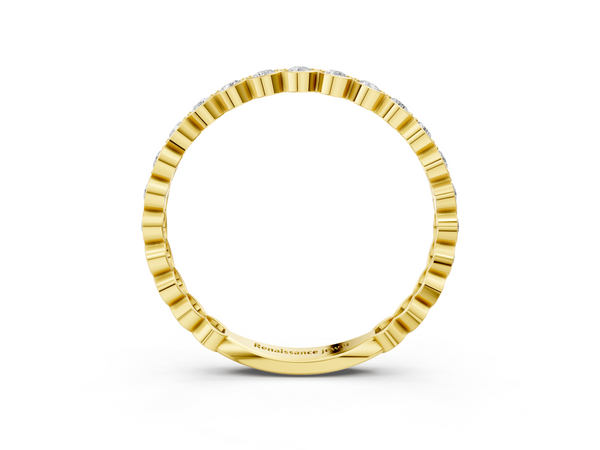 Yellow gold Round Diamond Bezel Set Eternity Band