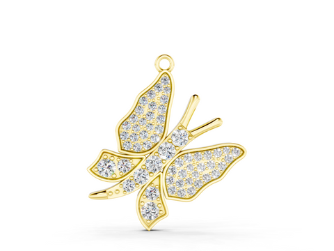 Yellow gold Diamond Butterfly Pendant with Pave Setting_10
