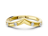 Yellow gold Diamond Chevron Band with Round Stones and Prong Setting_33
