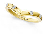 Yellow gold Diamond Chevron Band with Round Stones and Prong Setting_34