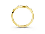 Yellow gold Diamond Chevron Band with Round Stones and Prong Setting_36