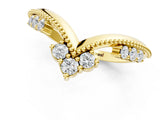 Yellow gold Diamond Chevron Milgrain Band with Round Cut Stones and Prong Setting_10