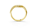 Yellow gold Diamond Chevron Milgrain Band with Round Cut Stones and Prong Setting_12
