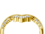 Yellow gold Diamond Chevron Milgrain Band with Round Cut Stones and Prong Setting_13