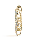 Yellow gold Diamond Cluster Heart Pendant with Round Brilliant Cut Stones and Prong Setting 2