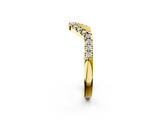 Yellow gold Diamond Curved Pavé Round Stone Contour Band_4