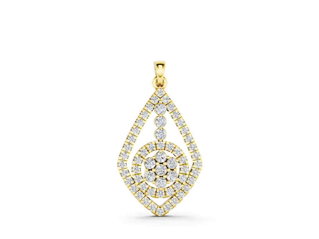 Yellow gold Diamond Halo Pendant with Pavé Setting_10