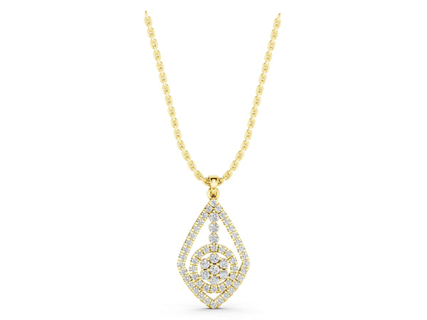 Yellow gold Diamond Halo Pendant with Pavé Setting