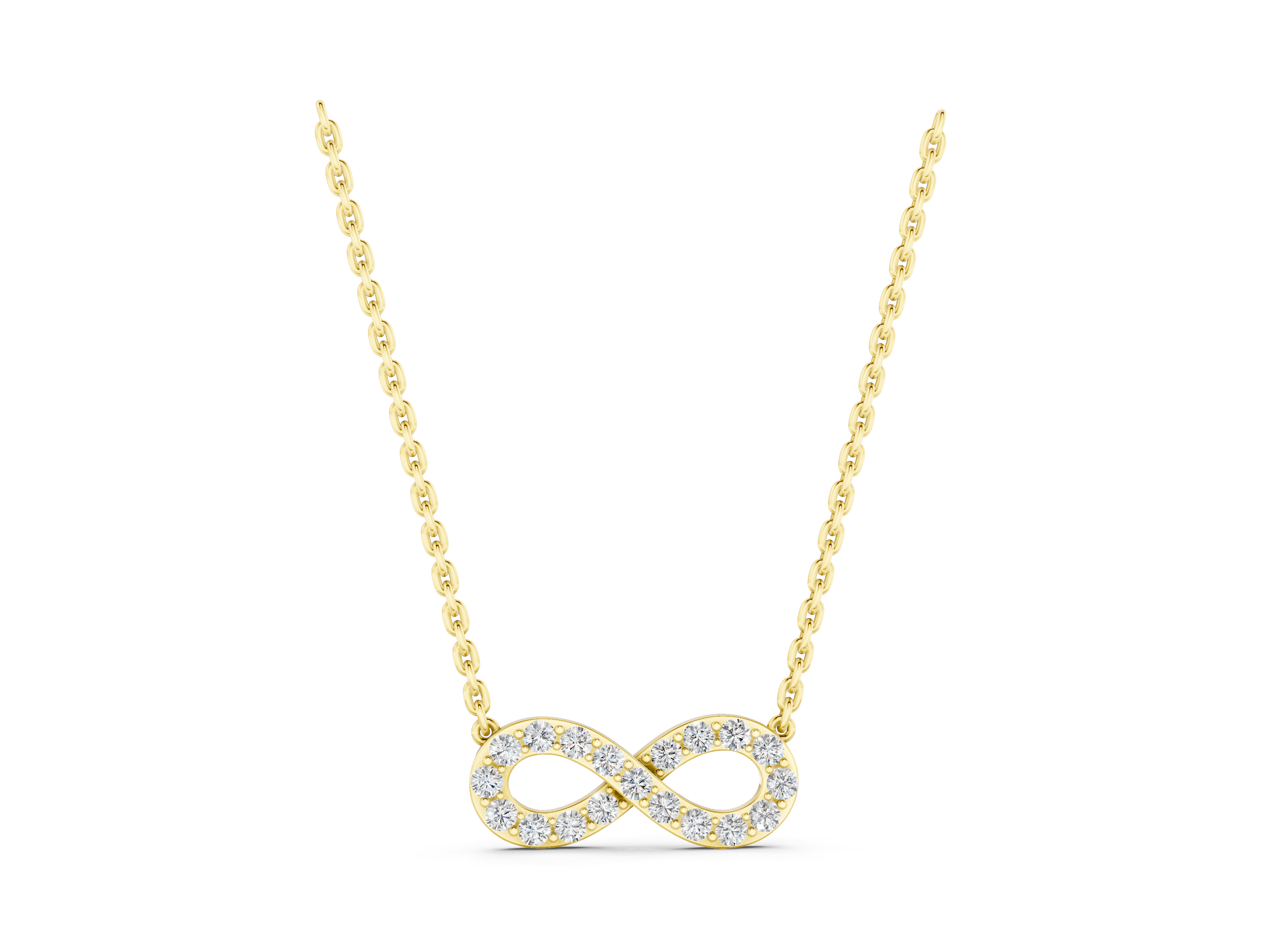 Yellow gold Diamond Infinity Pendant with Pave Setting_4