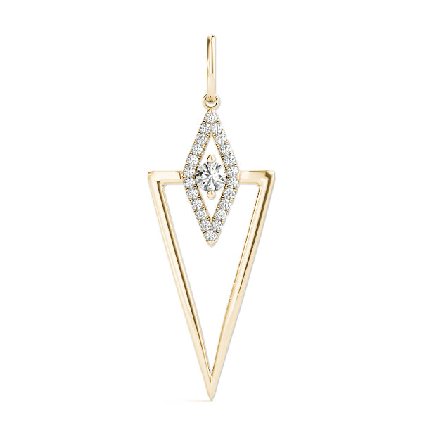 Yellow gold Diamond Marquise Halo Pendant with V-Prong Setting