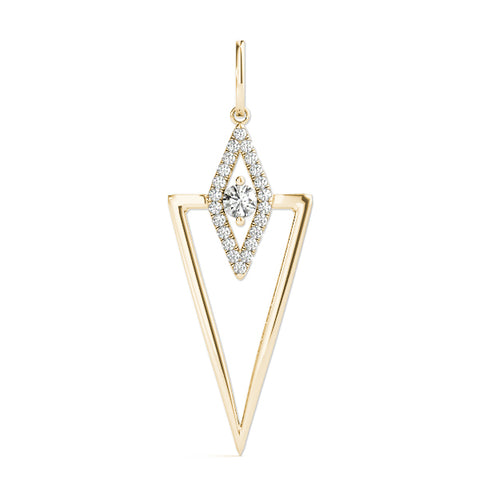 Yellow gold Diamond Marquise Halo Pendant with V-Prong Setting 1