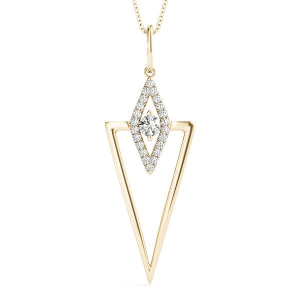 Yellow gold Diamond Marquise Halo Pendant with V-Prong Setting