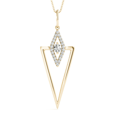 Yellow gold Diamond Marquise Halo Pendant with V-Prong Setting
