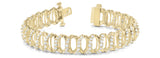 Yellow gold Diamond Oval Link Tennis Bracelet with Round Cut Stones and Shared Prong Setting