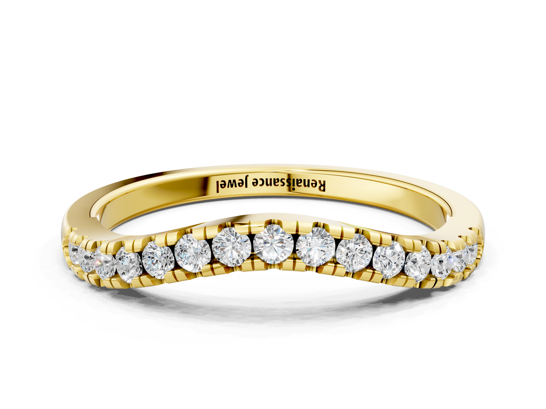Yellow gold Diamond Pavé Curved Wedding Band_84