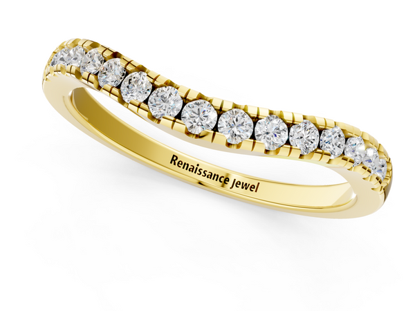 Yellow gold Diamond Pavé Curved Wedding Band