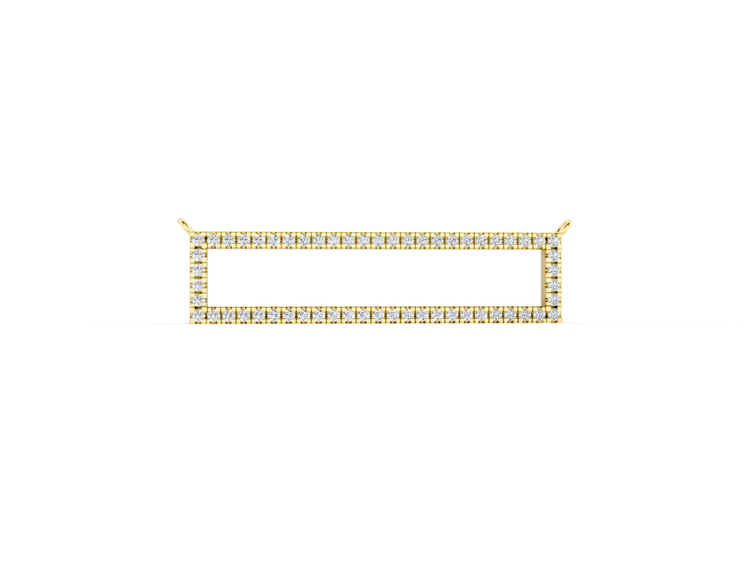 Yellow gold Diamond Pavé Rectangle Bar Pendant_4