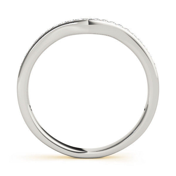Yellow gold Diamond Pavé Round Stone Contour Band