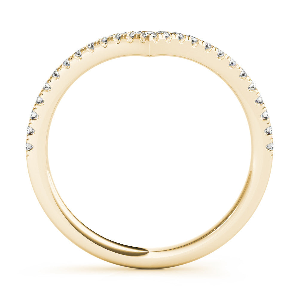 Yellow gold Diamond Pavé V-Shaped Chevron Band with Round Cut Stones and Shared Prong Setting 2