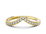 Yellow gold Diamond Pavé V-Shaped Chevron Band with Round Cut Stones and Shared Prong Setting_106