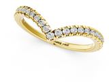 Yellow gold Diamond Pavé V-Shaped Chevron Band with Round Cut Stones and Shared Prong Setting_107