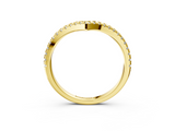 Yellow gold Diamond Pavé V-Shaped Chevron Band with Round Cut Stones and Shared Prong Setting_109