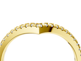 Yellow gold Diamond Pavé V-Shaped Chevron Band with Round Cut Stones and Shared Prong Setting_110