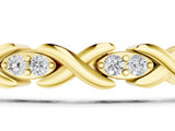 Yellow gold Diamond Round Cut X-Link Tennis Bracelet with Prong Setting_3
