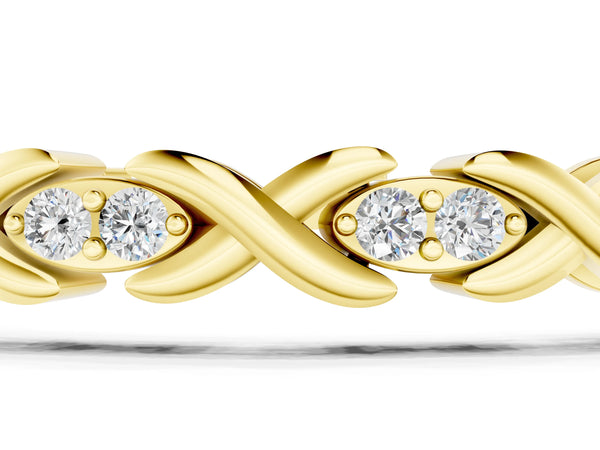 Yellow gold Diamond Round Cut X-Link Tennis Bracelet with Prong Setting