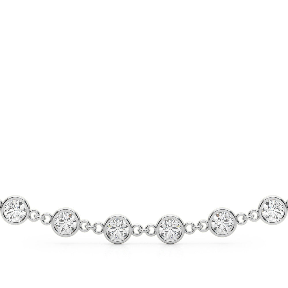 Yellow gold Diamond Round Stone Paperclip Chain Necklace with Bezel Setting 1