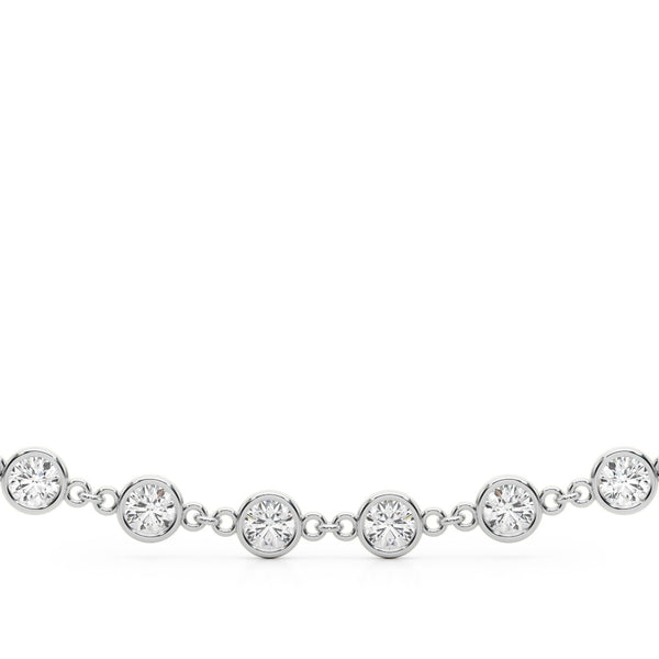 Yellow gold Diamond Round Stone Paperclip Chain Necklace with Bezel Setting