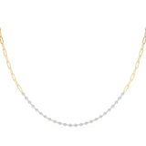 14K Yellow Gold 1.12 Carat E VS Diamond Round Stone Paperclip Chain Necklace with Bezel Setting