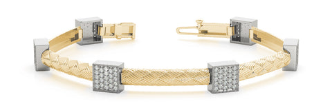 Yellow gold Diamond Square Pavé Box Braided Bracelet