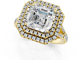Yellow gold Double Halo Asscher Cut Diamond Split Shank Engagement Ring with Four-Prong Setting_8
