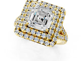 Yellow gold Double Halo Asscher Cut Pave Split Shank Prong Set Ring_16