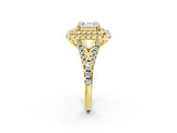 Yellow gold Double Halo Asscher Cut Pave Split Shank Prong Set Ring_17