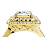 Yellow gold Double Halo Asscher Cut Pave Split Shank Prong Set Ring_19