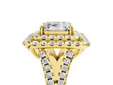 Yellow gold Double Halo Asscher Cut Pave Split Shank Prong Set Ring_20